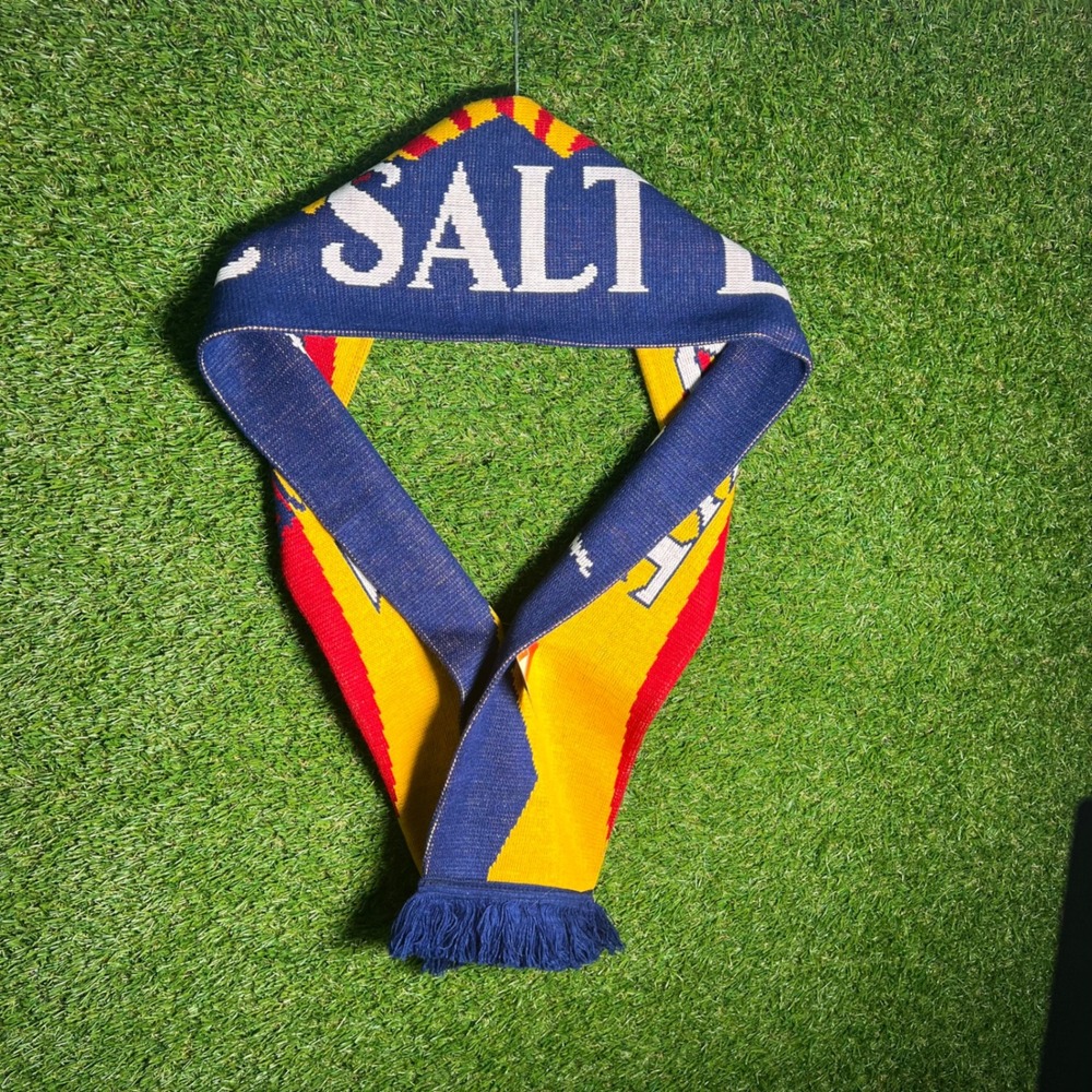 Real Salt Lake MLS Soccer‎ Fan Scarf Blue Yellow Red Knit Fringe